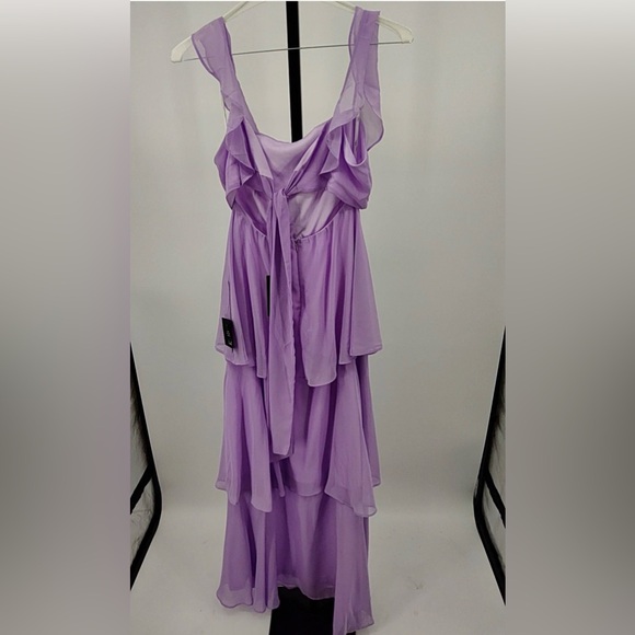 Elegant Event Lavender Ruffled Tie-Back Tiered Maxi Dress Large - Picture 5 of 5